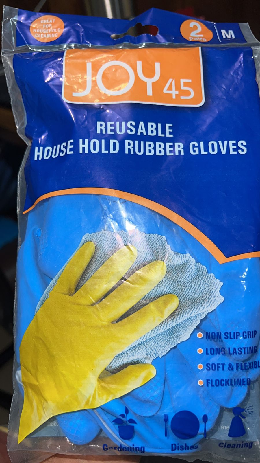 2-Pair Large Blue Multipurpose Gloves – Ideal for Washing, Gardening & Cleaning
