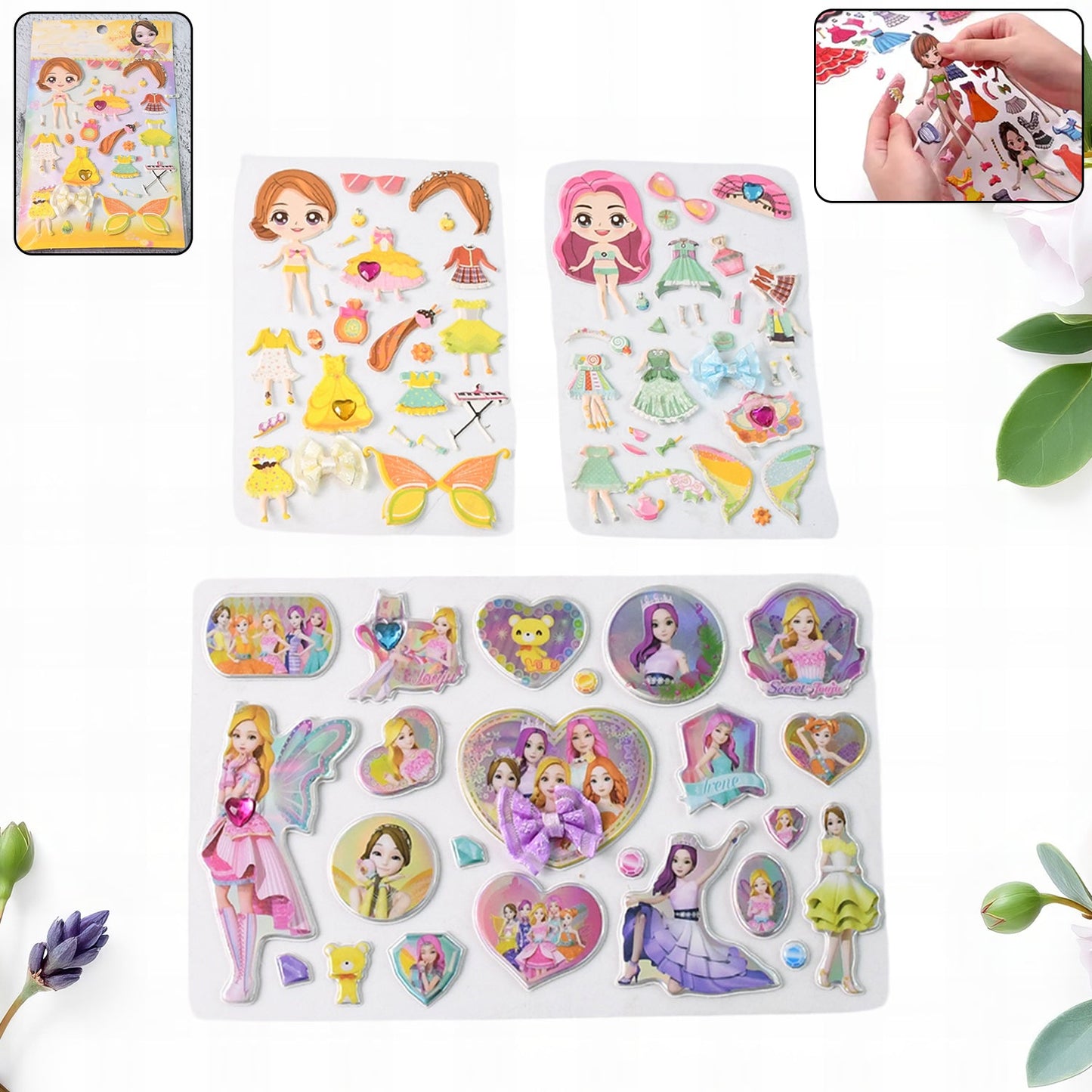 Multipurpose Adhesive 3D Stickers (1 Sheet / Mix Design)