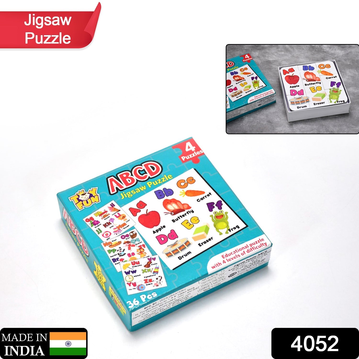 Set of 4 Hiru Living puzzles for children, bright colors