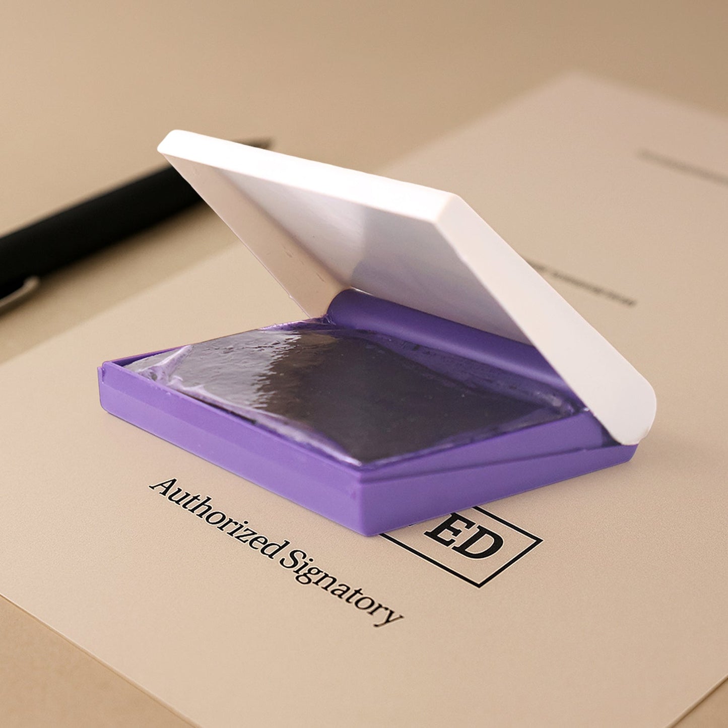 Yashu Plastic Stamp Pad Violet Ink, Quick-Dry Refillable Pad (1 Pc)