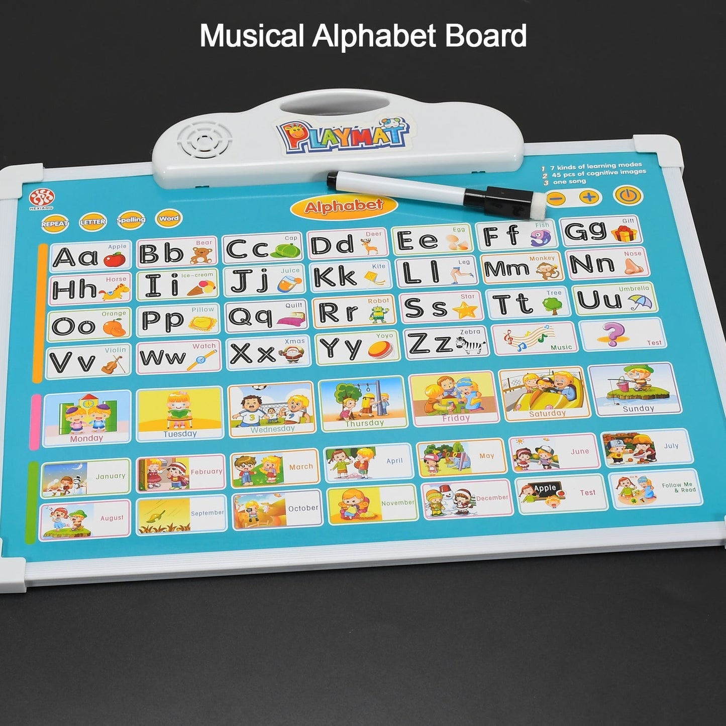 Kids learning pad with Hiru Livings, music, and drawing features