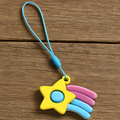 Stress Relief Silicone Push Fidget Toy Keychain for Kids (1 Pc)