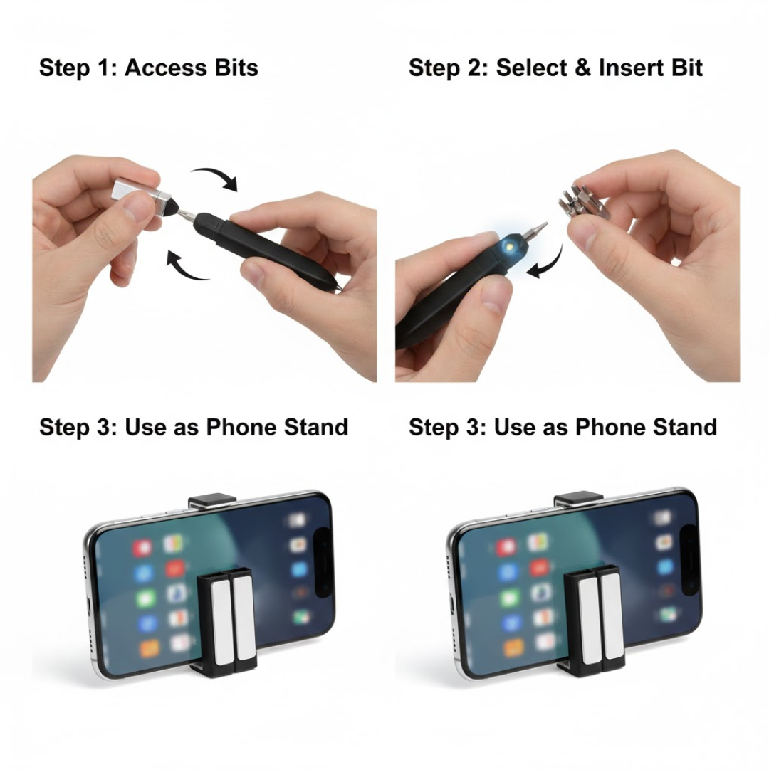 Pen-Shaped Phone Holder with Screwdriver Sets