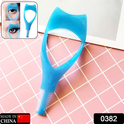 3-in-1 Plastic Eyelash Tool: Mascara Guide, Brush & Curler (1 Pc)