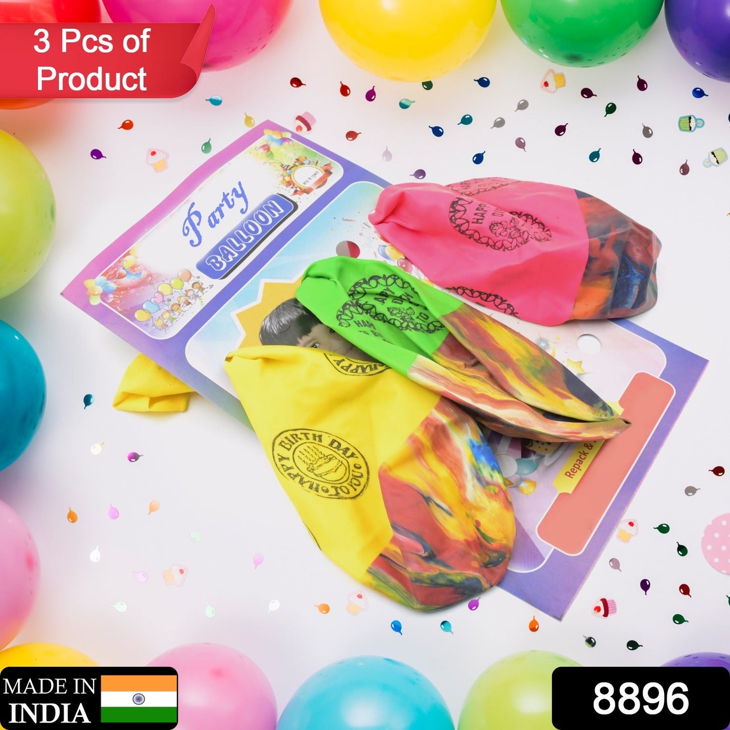 Big Size Balloons Kinds of Rainbow Party Latex Balloons (3 Pcs Set