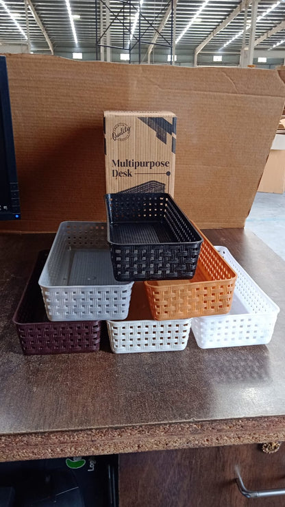 Plastic Multipurpose Desk Organizer Tray (6 Pcs Set)